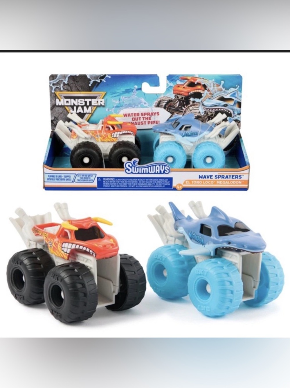 Swimways Monster Jam Wave Sprayers El Toro Loco And Megala Set of TWO Water Toys